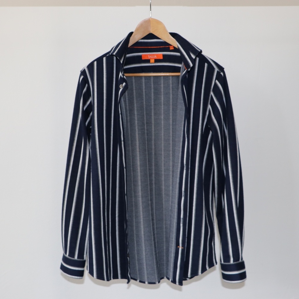 Heavy weight button-up striped